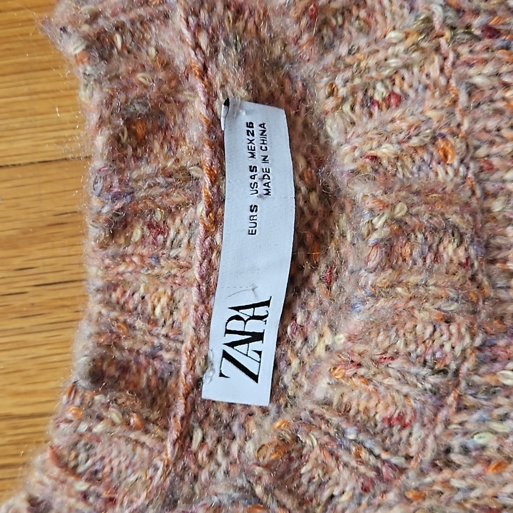 NWOT Rare Zara Fair Isle knit Balloon Sleeve Jacquard Dress small - Picture 7 of 13